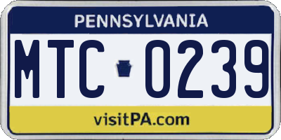 PA license plate MTC0239