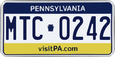 PA license plate MTC0242