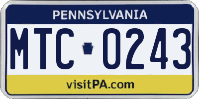 PA license plate MTC0243