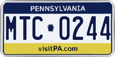 PA license plate MTC0244