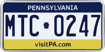 PA license plate MTC0247