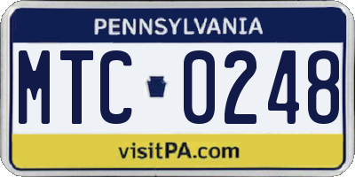 PA license plate MTC0248