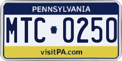 PA license plate MTC0250