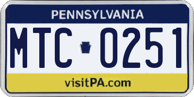 PA license plate MTC0251