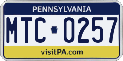 PA license plate MTC0257