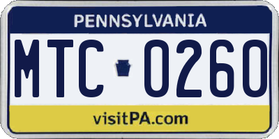 PA license plate MTC0260