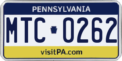 PA license plate MTC0262