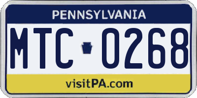 PA license plate MTC0268