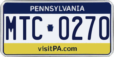 PA license plate MTC0270