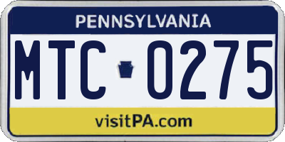 PA license plate MTC0275