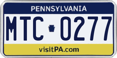 PA license plate MTC0277