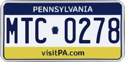 PA license plate MTC0278
