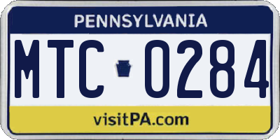 PA license plate MTC0284