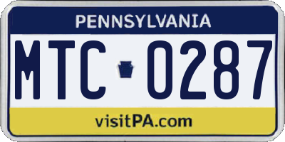 PA license plate MTC0287