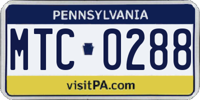 PA license plate MTC0288
