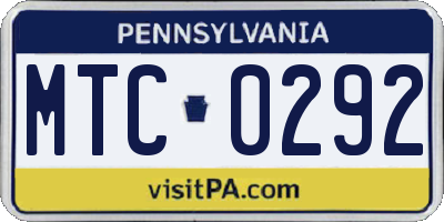 PA license plate MTC0292