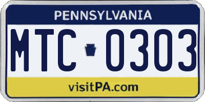 PA license plate MTC0303