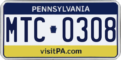 PA license plate MTC0308