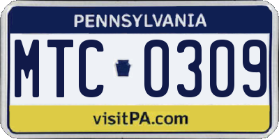 PA license plate MTC0309