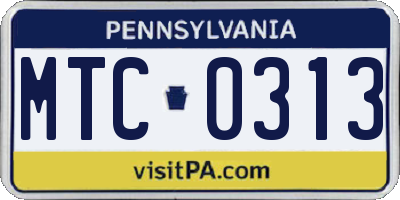 PA license plate MTC0313