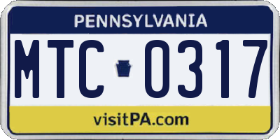 PA license plate MTC0317