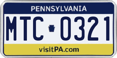 PA license plate MTC0321