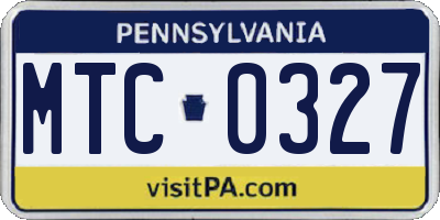 PA license plate MTC0327