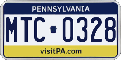 PA license plate MTC0328
