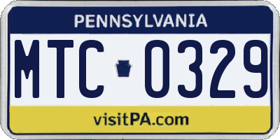 PA license plate MTC0329