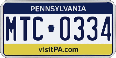 PA license plate MTC0334