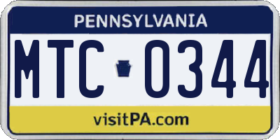 PA license plate MTC0344