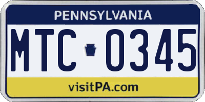 PA license plate MTC0345