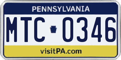 PA license plate MTC0346
