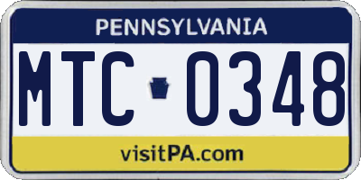 PA license plate MTC0348