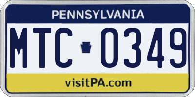 PA license plate MTC0349