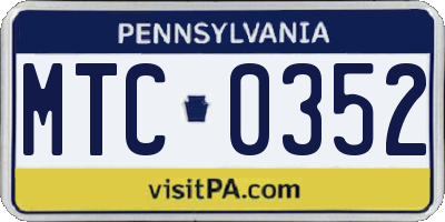 PA license plate MTC0352