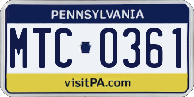 PA license plate MTC0361