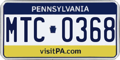 PA license plate MTC0368