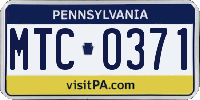 PA license plate MTC0371