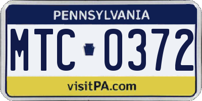 PA license plate MTC0372