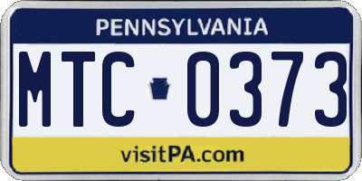 PA license plate MTC0373