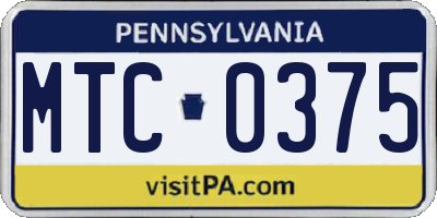 PA license plate MTC0375