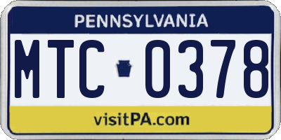PA license plate MTC0378