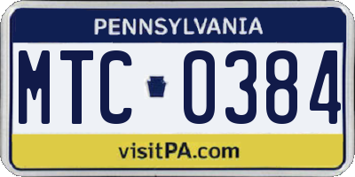 PA license plate MTC0384