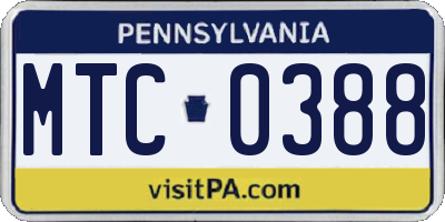PA license plate MTC0388
