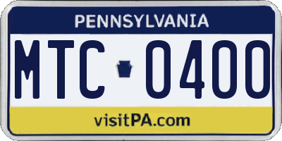 PA license plate MTC0400