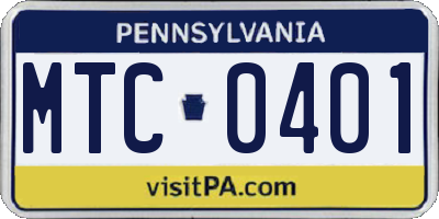 PA license plate MTC0401