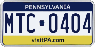PA license plate MTC0404