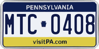 PA license plate MTC0408