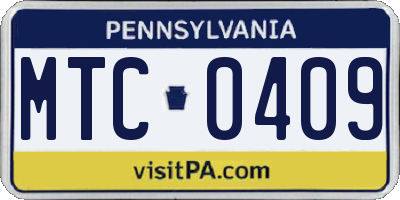 PA license plate MTC0409